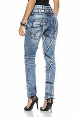 WD411 Women's comfortable jeans with eye-catching patches