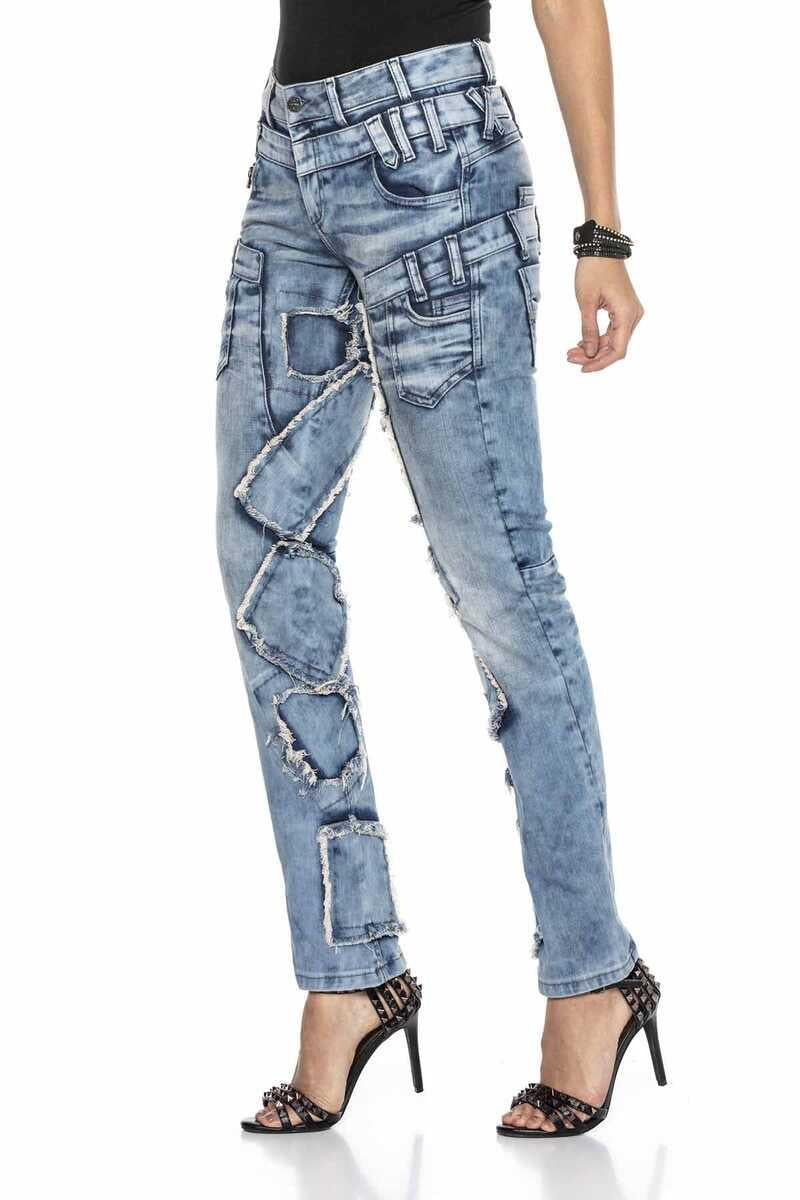 WD411 Women's comfortable jeans with eye-catching patches