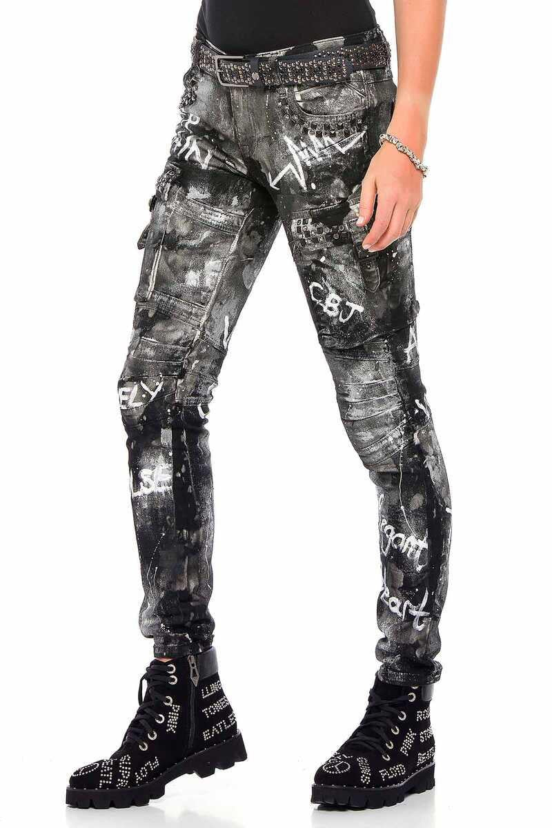 WD397 Women's straight jeans with a cool wash