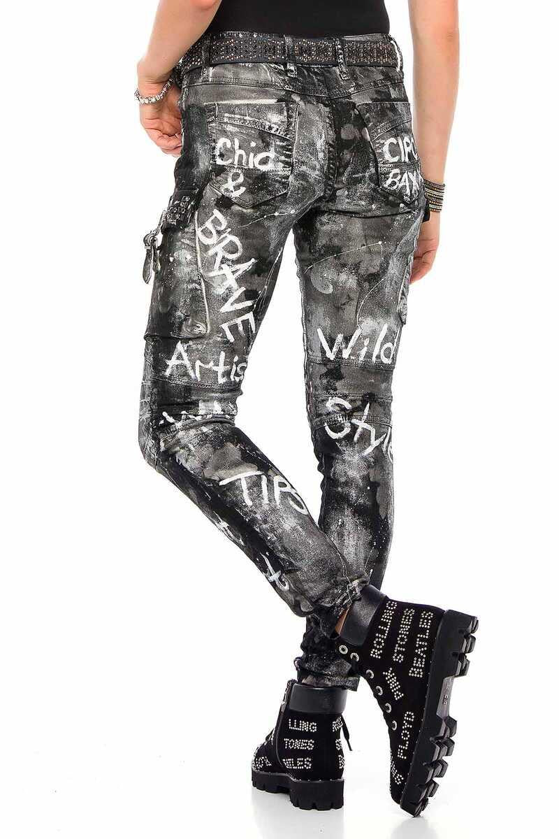 WD397 Women's straight jeans with a cool wash