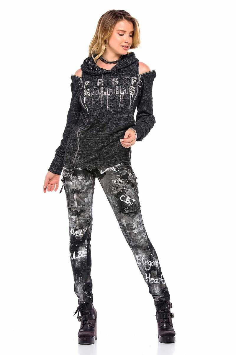 WD397 Women's straight jeans with a cool wash