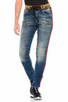 WD384 Women's slim-fit jeans with trendy side stripes
