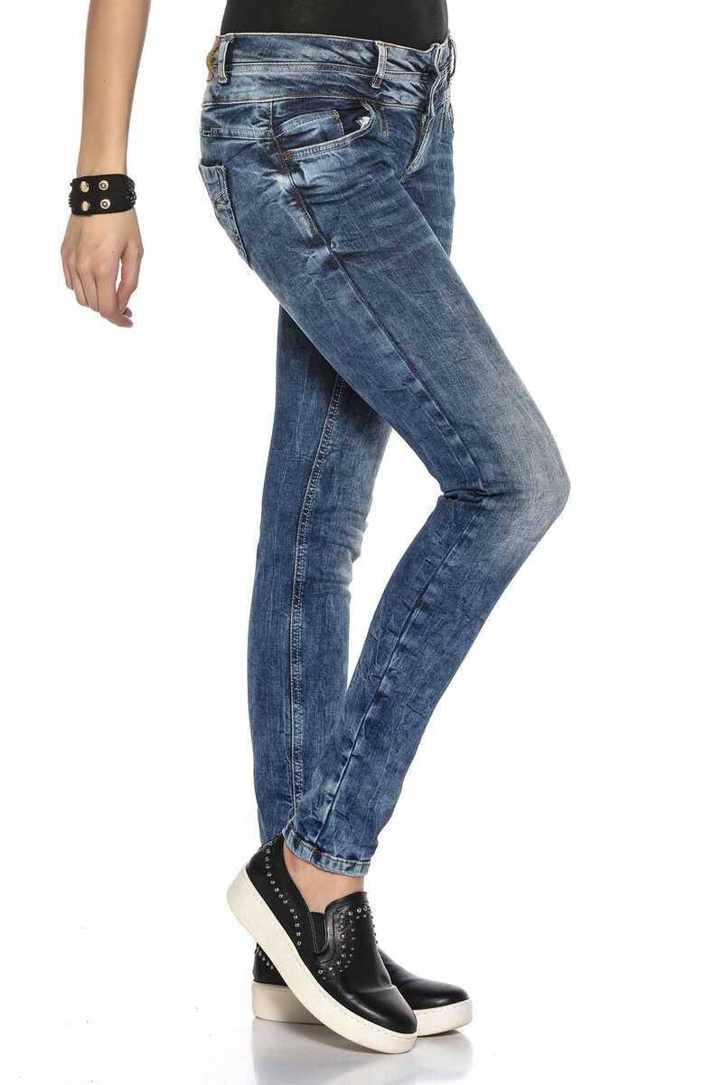 WD379 Women's slim-fit jeans with cool double waistband in skinny fit