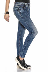 WD379 Women's slim-fit jeans with cool double waistband in skinny fit