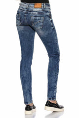WD379 Women's slim-fit jeans with cool double waistband in skinny fit