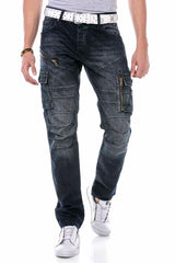 CD680 Men's Straight Fit Jeans with trendy cargo pockets