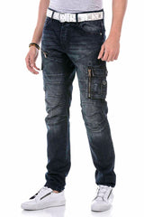 CD680 Men's Straight Fit Jeans with trendy cargo pockets