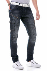 CD680 Men's Straight Fit Jeans with trendy cargo pockets