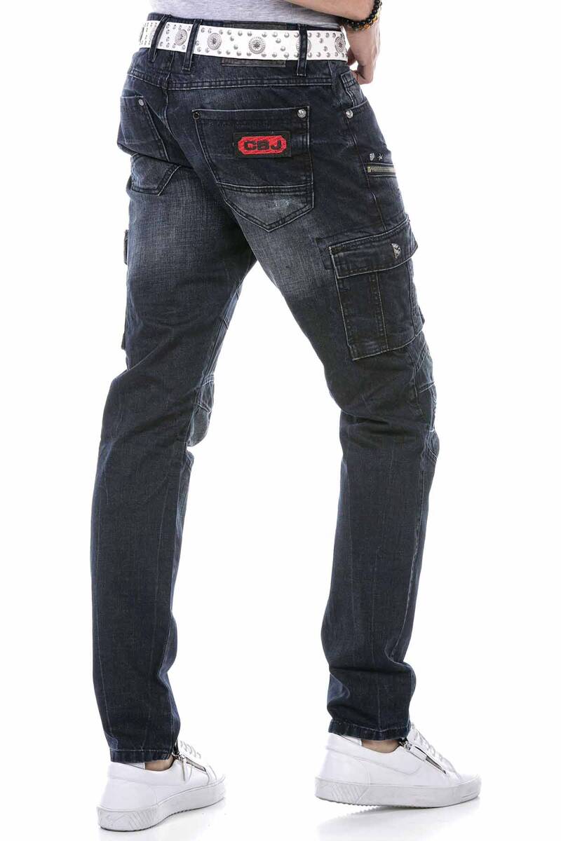 CD680 Men's Straight Fit Jeans with trendy cargo pockets