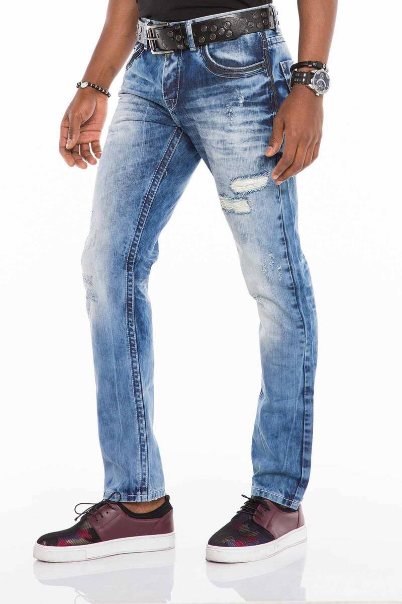 CD503 Men's comfortable jeans with fashionable embroidery in straight fit