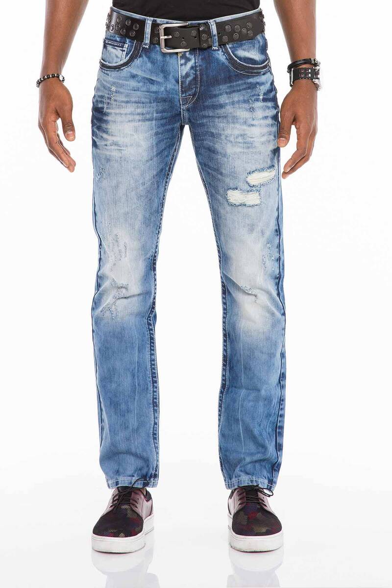 CD503 Men's comfortable jeans with fashionable embroidery in straight fit