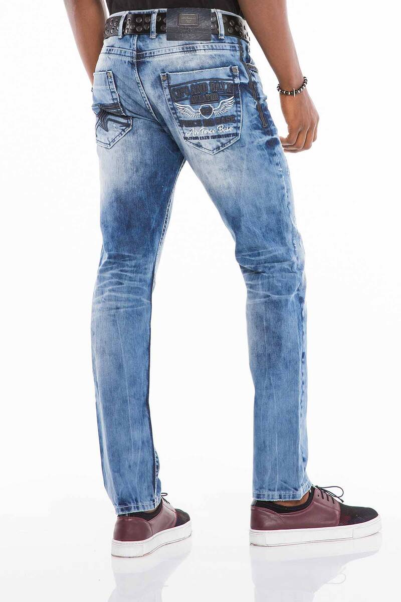 CD503 Men's comfortable jeans with fashionable embroidery in straight fit