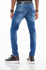 CD502 Men's slim-fit jeans with a cool wash in a straight fit