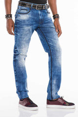 CD499 Men's comfortable jeans with cool contrast stitching