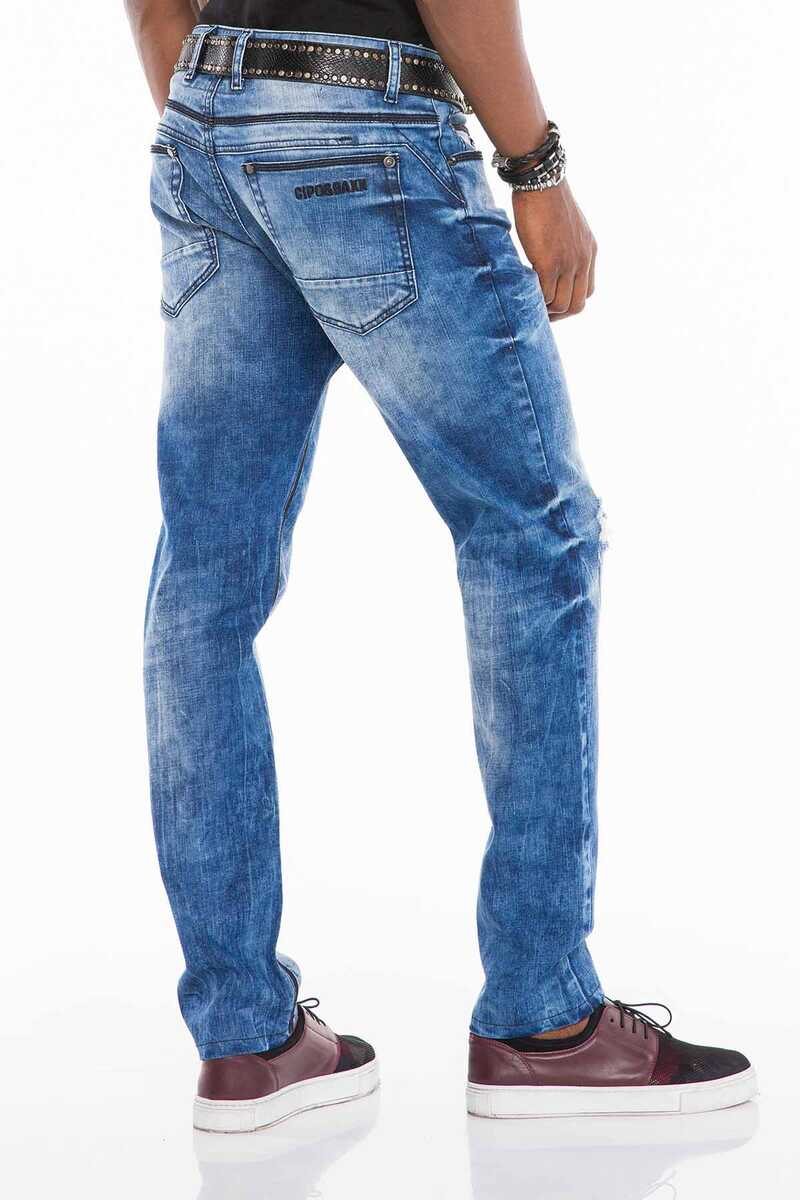 CD499 Men's comfortable jeans with cool contrast stitching