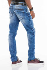 CD499 Men's comfortable jeans with cool contrast stitching