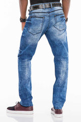 CD499 Men's comfortable jeans with cool contrast stitching