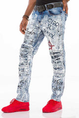 CD498 Men's slim-fit jeans in a cool destroyed look