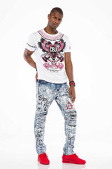 CD498 Men's slim-fit jeans in a cool destroyed look