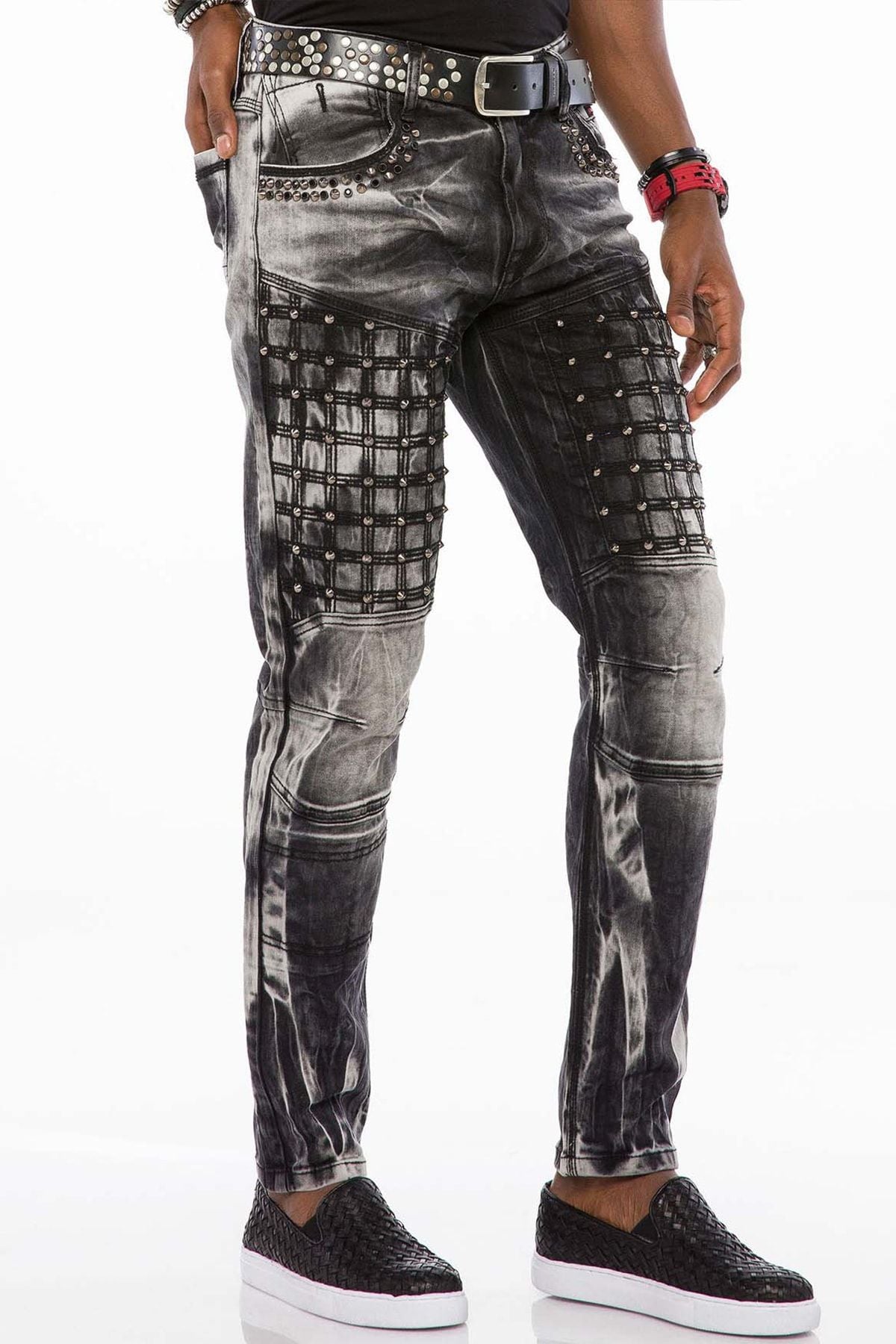CD496 Men's Streetwear Jeans with Wash Pattern