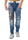 CD490 Men's skinny jeans with street style patches