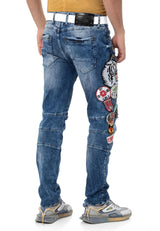 CD490 Men's skinny jeans with street style patches