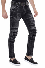 CD486A Men's slim-fit jeans in a used-destroyed look