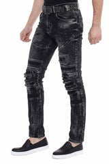 CD486A Men's slim-fit jeans in a used-destroyed look