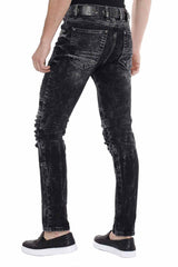 CD486A Men's slim-fit jeans in a used-destroyed look