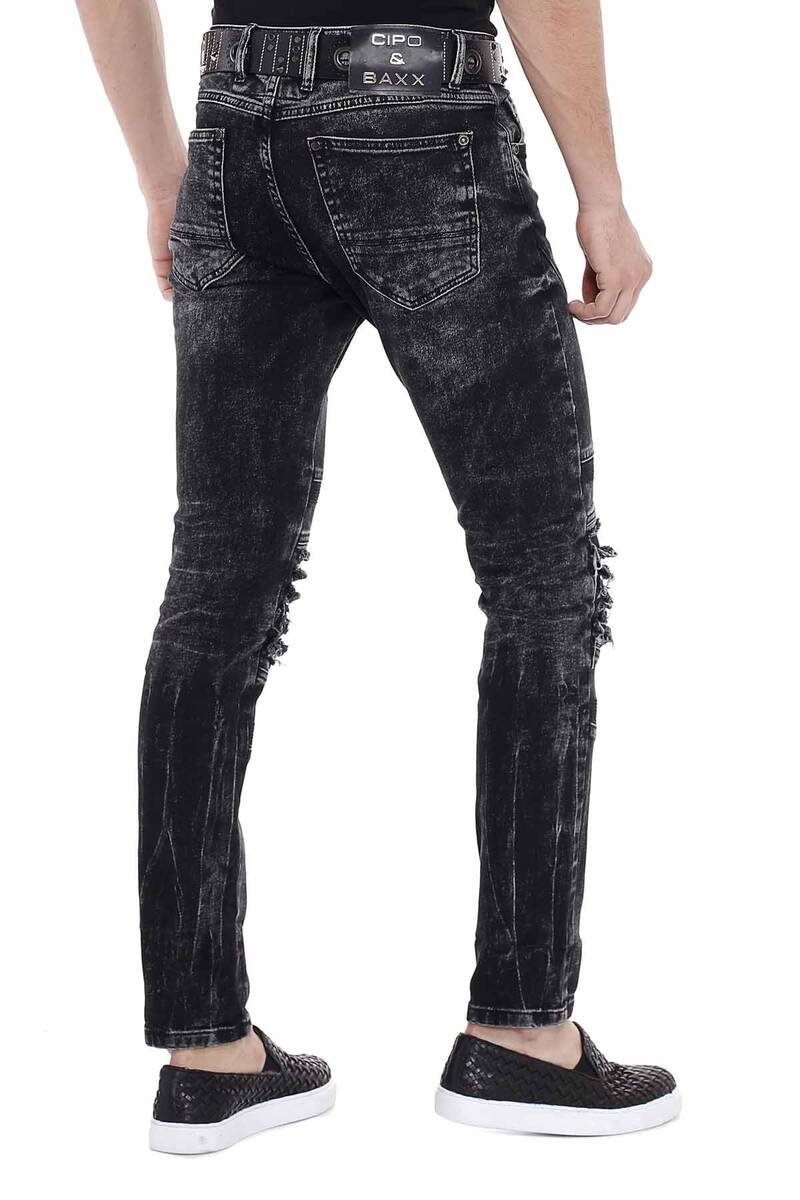 CD486A Men's slim-fit jeans in a used-destroyed look