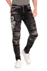 CD486 Men's slim-fit jeans with large animal motif