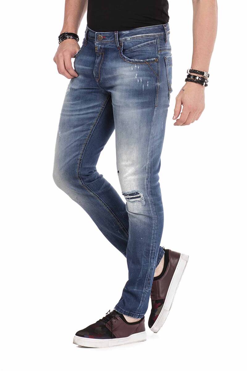 CD475 Men's comfortable jeans in a destroyed look, slim fit