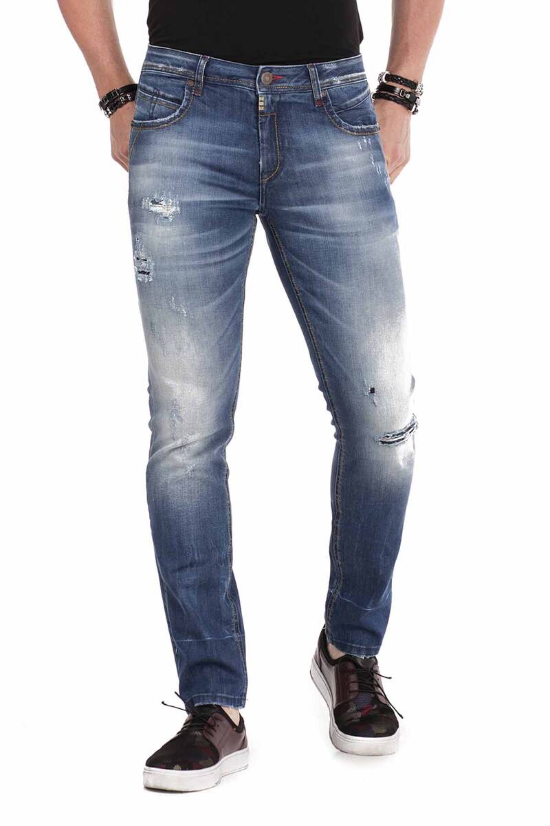 CD475 Men's comfortable jeans in a destroyed look, slim fit