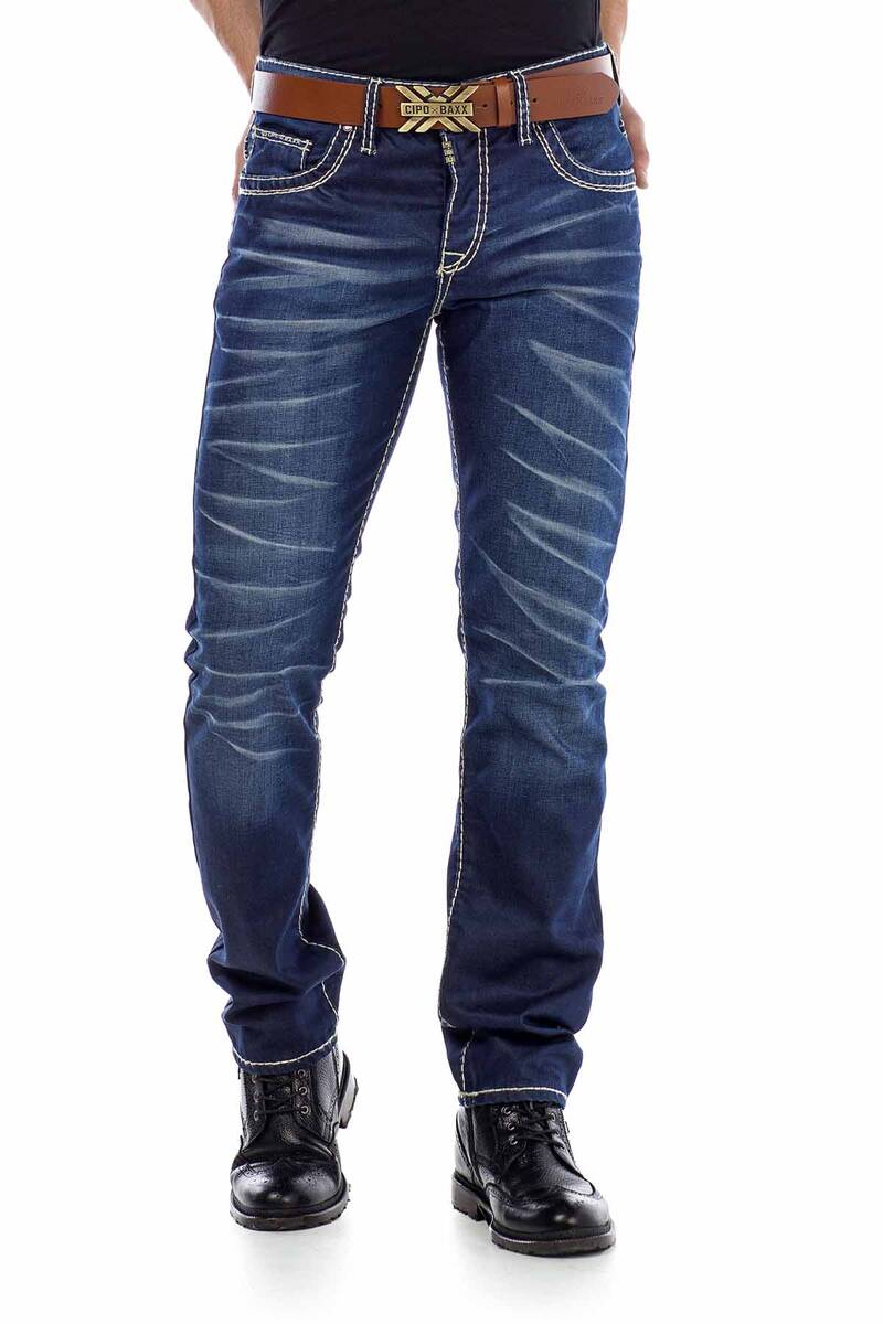 CD471 Men's slim-fit jeans with sharp wash details