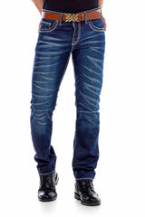 CD471 Men's slim-fit jeans with sharp wash details