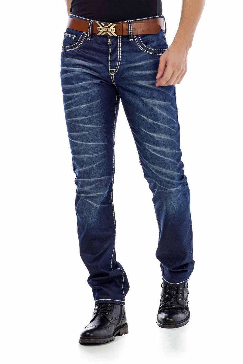 CD471 Men's slim-fit jeans with sharp wash details