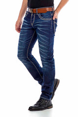 CD471 Men's slim-fit jeans with sharp wash details