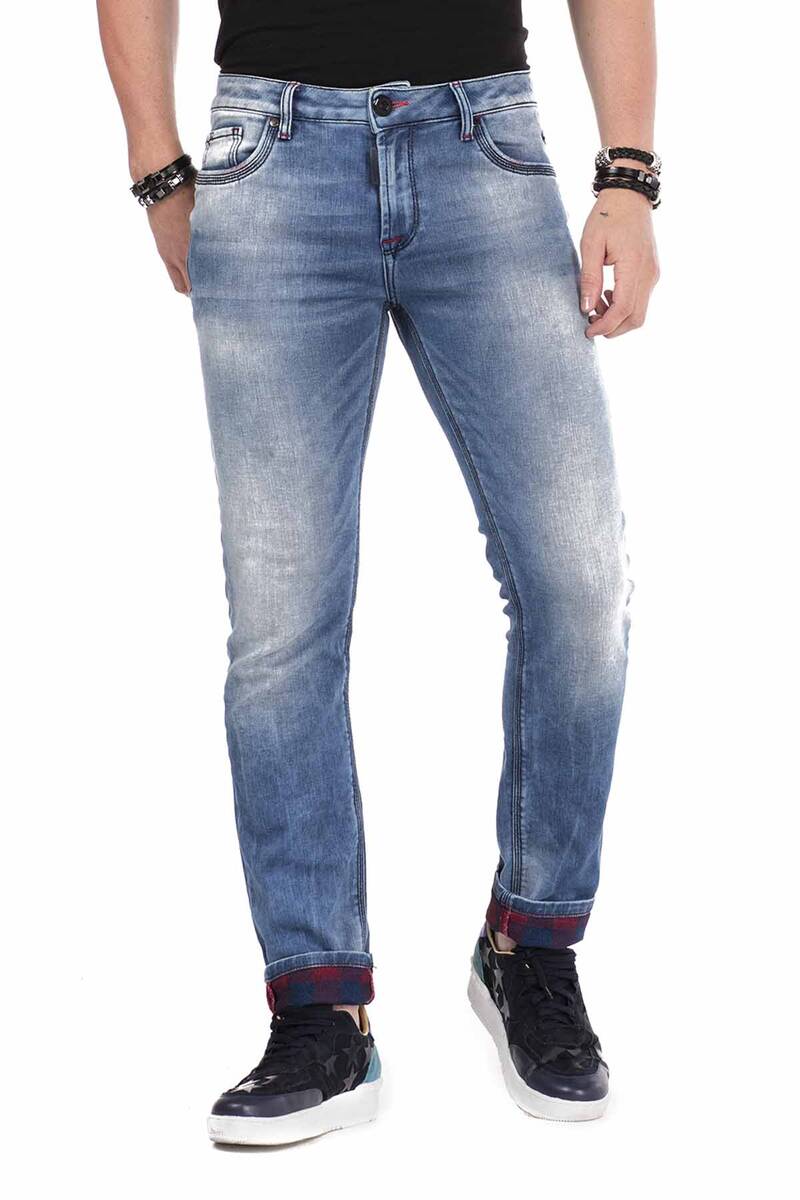 CD469 Men's slim-fit jeans with distinctive wash