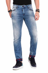 CD469 Men's slim-fit jeans with distinctive wash