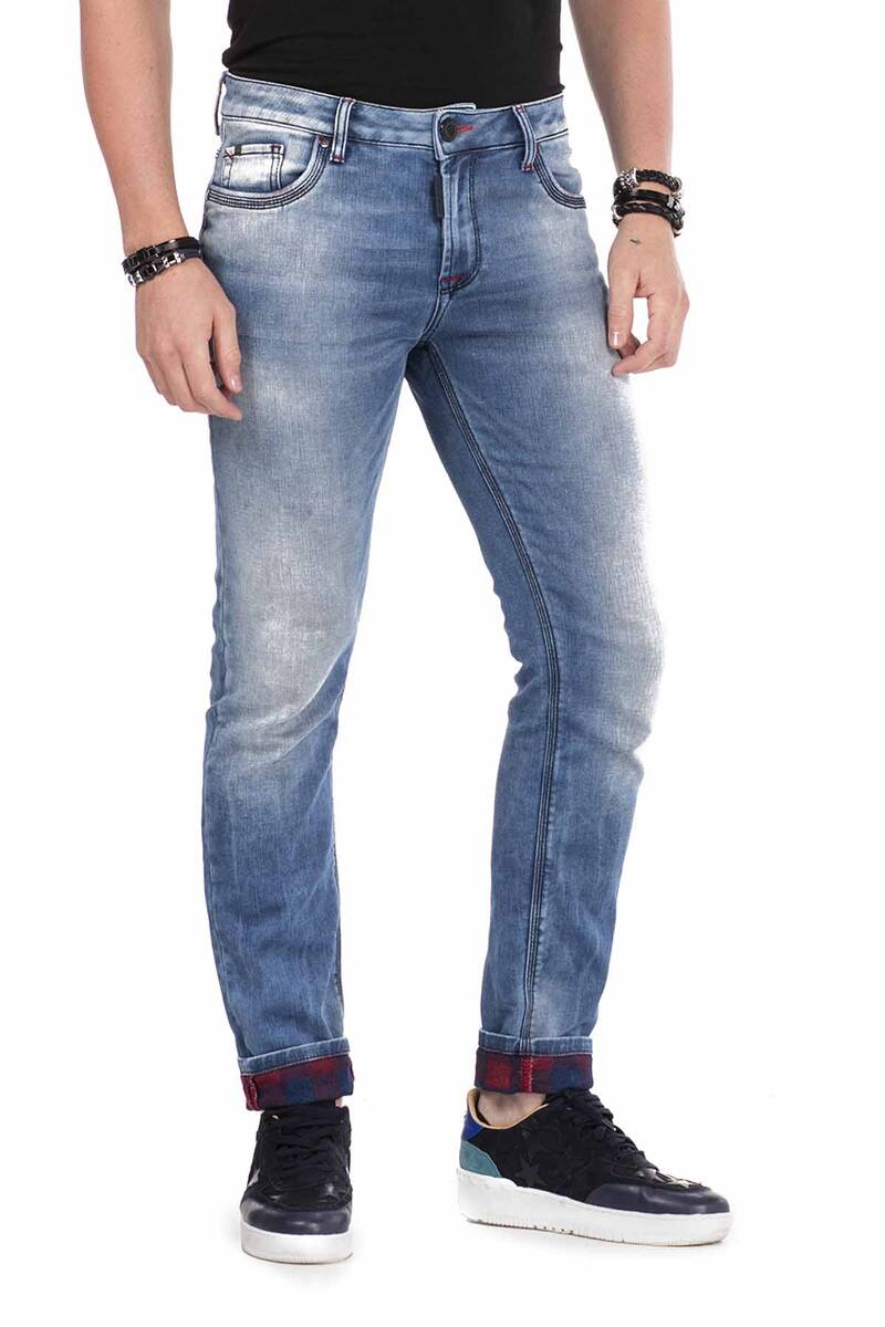 CD469 Men's slim-fit jeans with distinctive wash