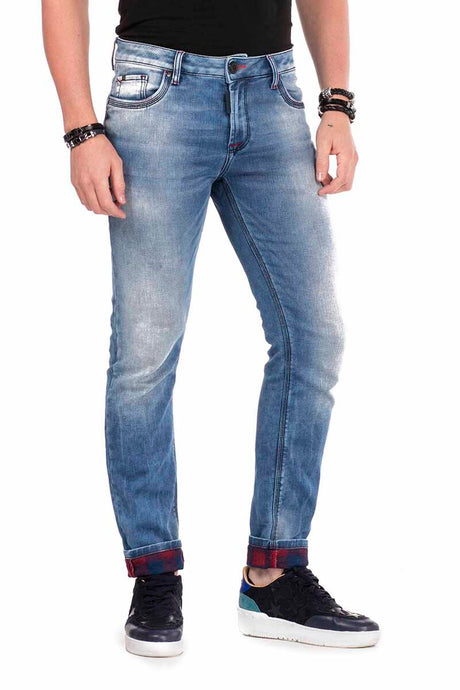 CD469 Men's slim-fit jeans with distinctive wash
