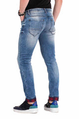 CD469 Men's slim-fit jeans with distinctive wash