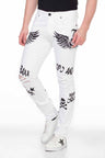 CD444 Men's skinny jeans with great print motifs in straight fit