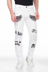 CD444 Men's skinny jeans with great print motifs in straight fit