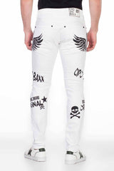 CD444 Men's skinny jeans with great print motifs in straight fit