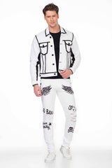CD444 Men's skinny jeans with great print motifs in straight fit