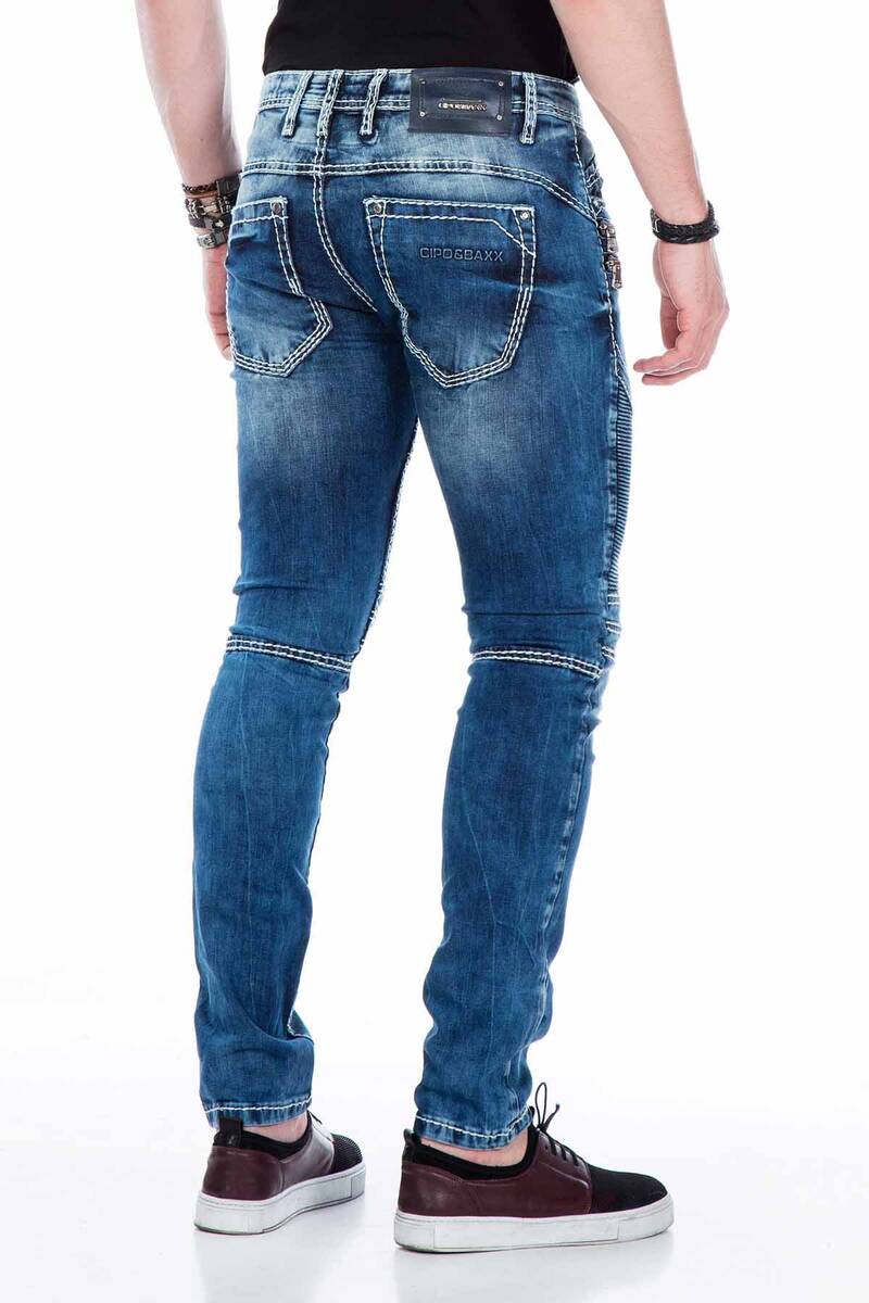 CD437 Men's comfortable jeans with cool decorative zippers