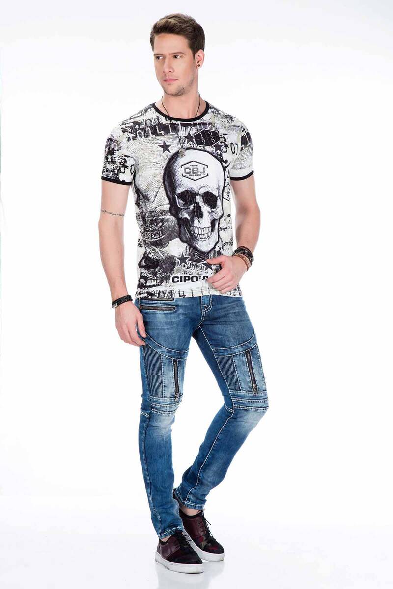 CD437 Men's comfortable jeans with cool decorative zippers