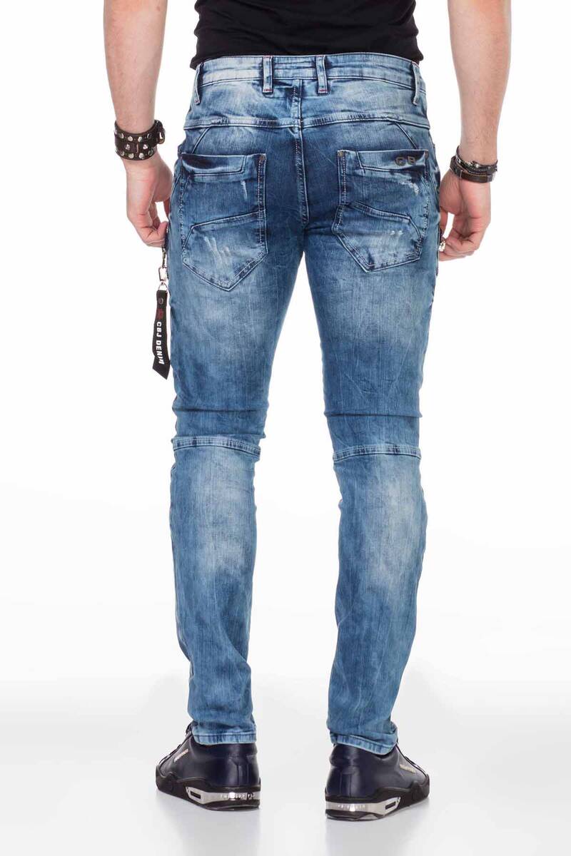 CD436 Men's comfortable jeans with cool destroyed elements