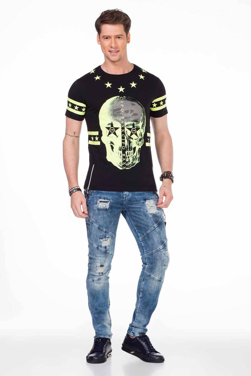CD436 Men's comfortable jeans with cool destroyed elements
